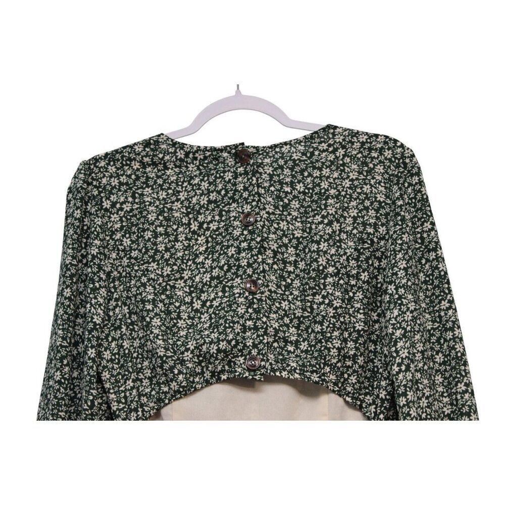 Lulus Mini Dress Size Large Green Floral Ruffle Feminine Dainty Blooming Darling - Picture 10 of 13